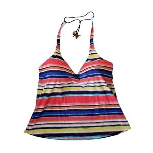 Anne Cole Triangle Halter Bandeau Tankini Swim Top Striped Plus Size